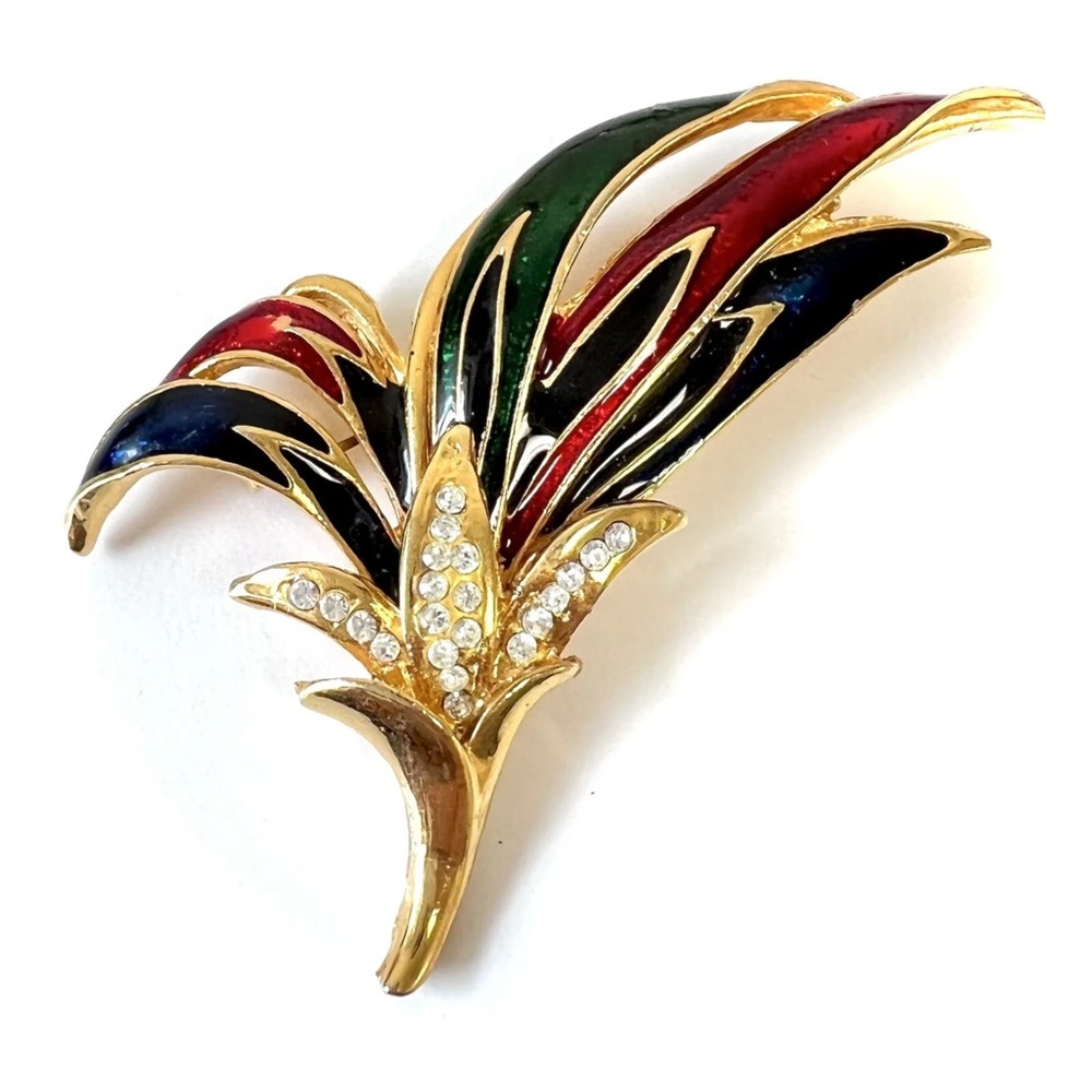 Vintage Jewel Tone Spray Brooch